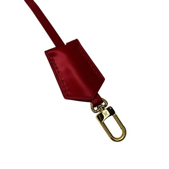Louis Vuitton Paris Red Leather Clochette Key Holder Monogram J in Gold NEW - Picture 3 of 5
